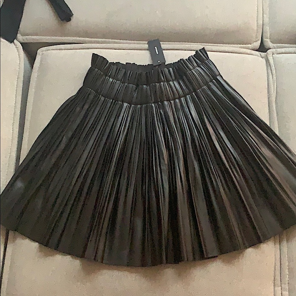 Lulu’s Black Leather Pleated Mini Skirt